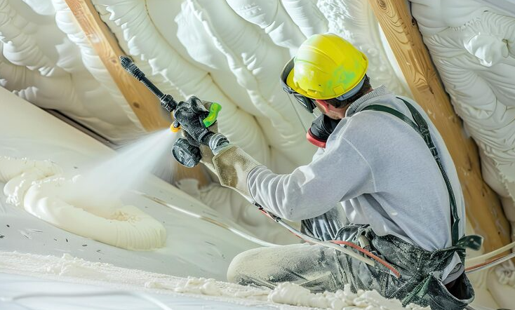 Spray foam insulation being applied in a home in Hampshire, Southampton and Portsmouth
